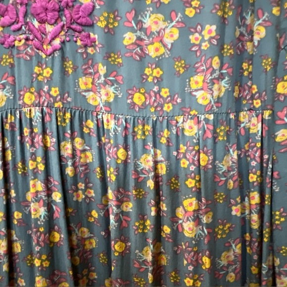 Natural Life Floral Embroidered Oversized Dress Sz Large Cottage Peasant Prairie - Picture 7 of 12